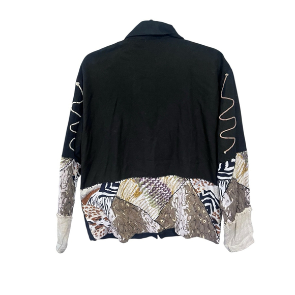 New Direction Vintage Safari Zebra Embroidered Jacket Size Medium Linen Cotton - Picture 6 of 8